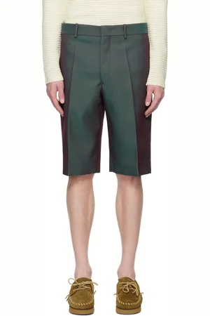 Jil Sander Short vert et bourgogne en laine vierge