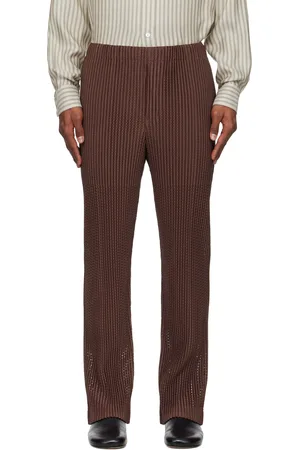 Issey Miyake Pantalon brun à perforations