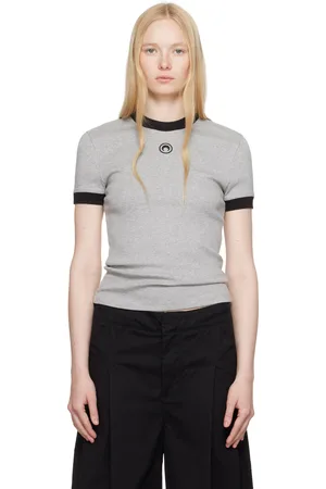 Marine Serre T-shirt ajusté gris en jersey à logo