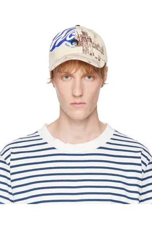 Marine Serre Casquette de baseball beiges en cabas suprarecyclés