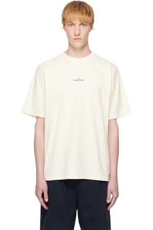 Stone Island T-shirt blanc cassé à logo de compas à motif camouflage