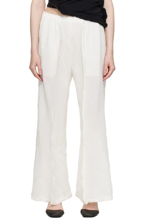 Issey Miyake Pantalon torsadé et froissé blanc