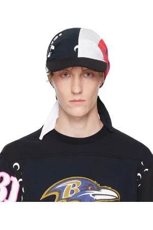 Marine Serre Casquette noir et blanc en t-shirts suprarecyclés