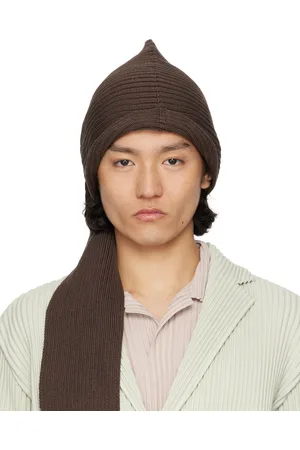 Issey Miyake Écharpe brune à bonnet intégré