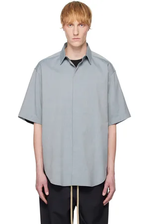 FEAR OF GOD Chemise à manches courtes bleue en toile oxford