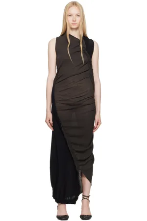 Issey Miyake Robe longue Beanstalk noir et gris
