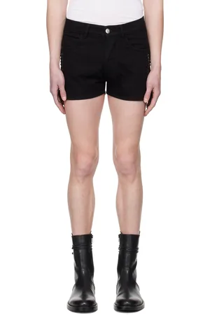 Ludovic De Saint Sernin Short noir en denim à ornements lacés