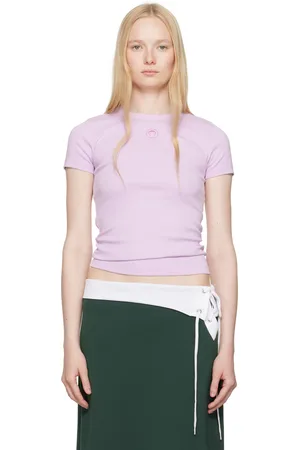 Marine Serre Micro t-shirt mauve en jersey à logo