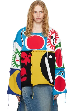 Charles Jeffrey Loverboy Pull multicolore en tricot câblé à patchwork
