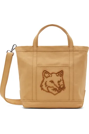 Maison Kitsuné Petit cabas brun clair à logo Fox Head