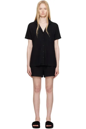 SKIMS Ensemble de chemise à manches courtes et short de pyjama noir - Soft Lounge