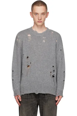 R13 Pull gris à effet usé