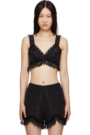 Anna Sui Camisole noire à motif fleuri