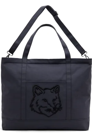Maison Kitsuné Très grand cabas bleu marine à logo Fox Head