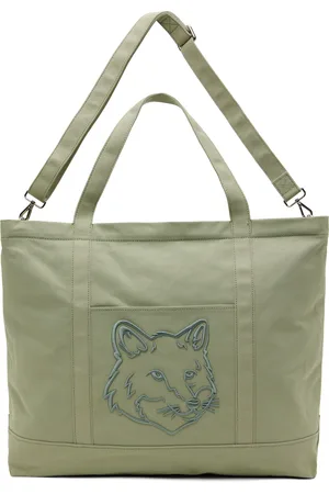 Maison Kitsuné Très grand cabas vert à logo Fox Head