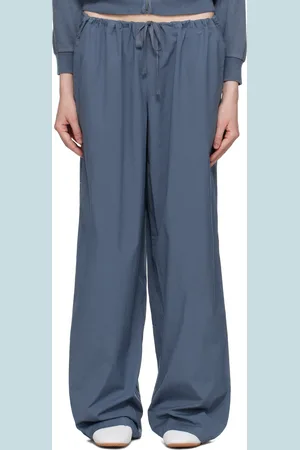 SKIMS Pantalon de pyjama droit bleu - Cotton Poplin