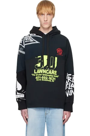 Marine Serre Pull à capuche noir en pulls molletonnés supracrecylés