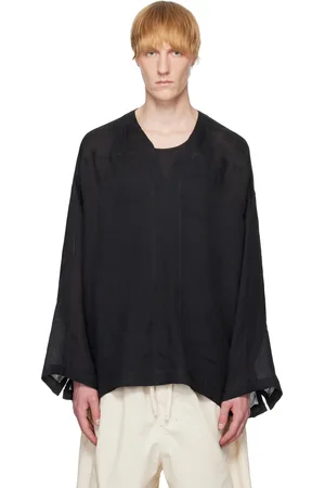 JAN JAN VAN ESSCHE Chemise de style tunique #38 noire en sergé de cavalerie léger