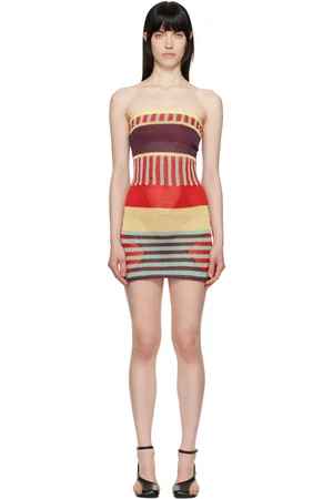Edward Cuming Robe courte Focus multicolore en tricot de lin