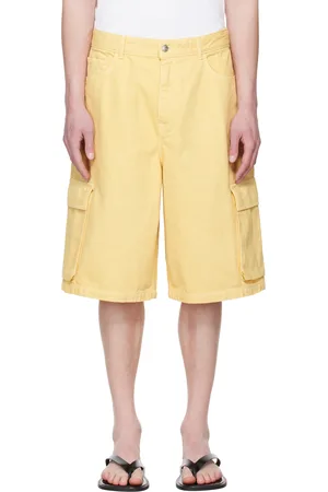 Maison Kitsuné Short de travail cargo jaune en denim