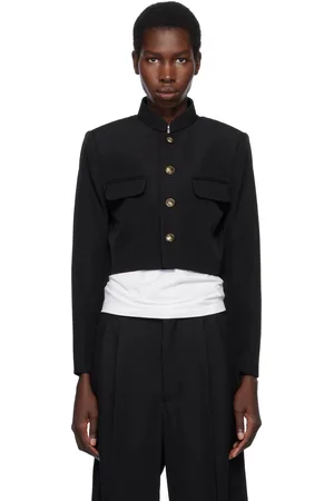 Comme des Garçons Veston noir en étoffe chamoisée de laine et polyester