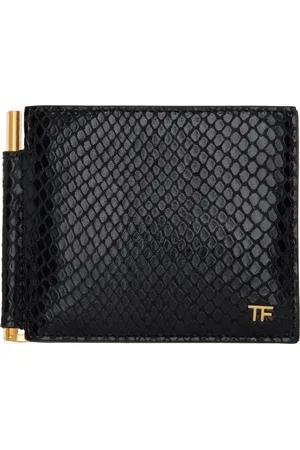 Tom Ford Portefeuille noir gaufré façon serpent à pince à billets