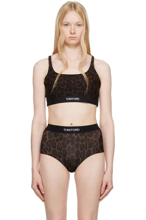 Tom Ford Soutien-gorge léger brun en modal à motif léopard et à logo