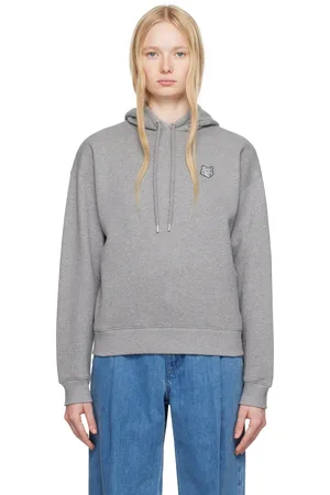 Maison Kitsuné Pull à capuche décontracté gris à écusson à logo Bold Fox Head
