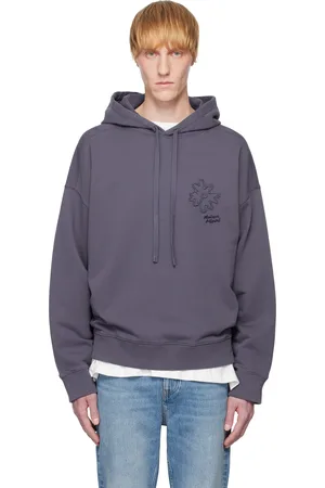 Maison Kitsuné Pull à capuche surdimensionné bleu marine à appliqués de marguerite