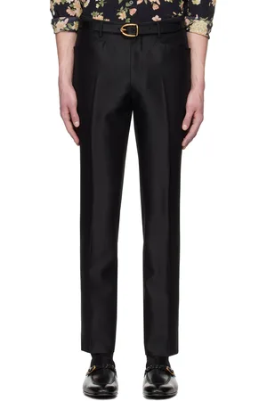 Tom Ford Pantalon Atticus noir en faille de laine et soie à poches western