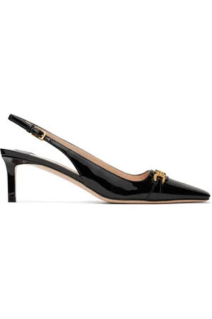 Tom Ford Chaussures à talon noires en cuir verni à ferrure Whitney et à bride arrière