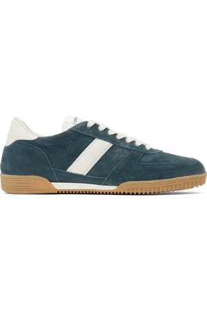 Tom Ford Baskets Terence bleu et blanc en suède
