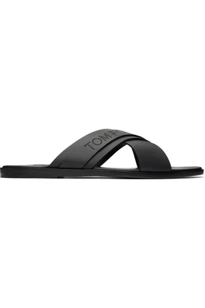 Tom Ford Sandales Preston noires en cuir poncé
