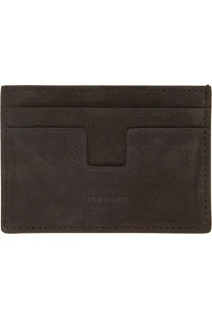 Tom Ford Porte-carte brun en nubuck à pince à billets