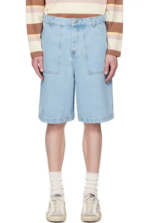 Maison Kitsuné Short de travail bleu en denim