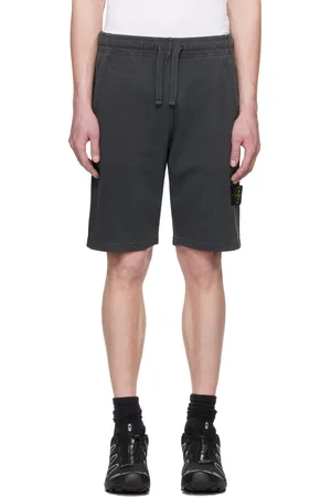 Stone Island Short gris en molleton de coton à fil irrégulier à effet vieilli emblématique