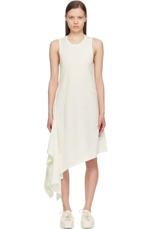 Y-3 Robe midi asymétrique blanc cassé