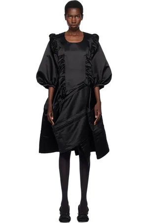 Comme des Garçons Robe midi noire en satin épais de polyester