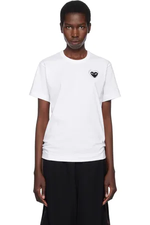 Comme des Garçons T-shirt blanc à logo noir à pierres du Rhin