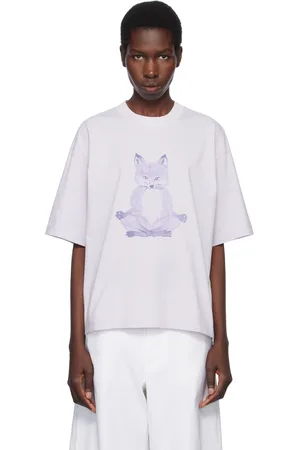 Maison Kitsuné T-shirt droit mauve à logo Yoga Fox