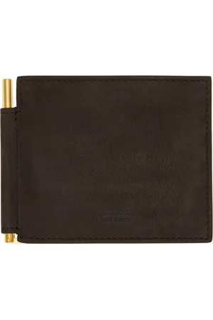 Tom Ford Portefeuille brun en nubuck à pince à billets
