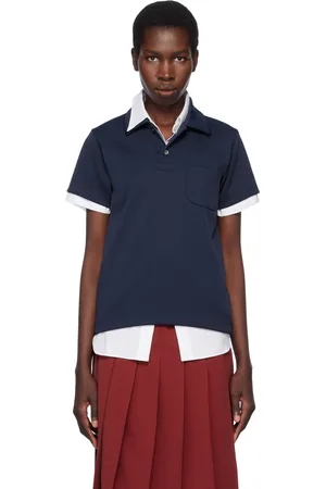 Comme des Garçons Polo bleu marine en jersey de polyester