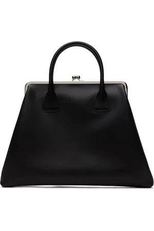 Comme des Garçons Grand sac noir en cuir à fermoir bisou