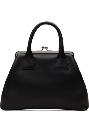Comme des Garçons Petit sac noir en cuir à fermoir bisou