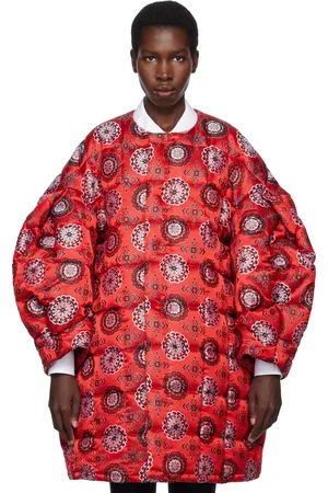 Comme des Garçons Blouson matelassé rouge en polyester à motif graphique en jacquard