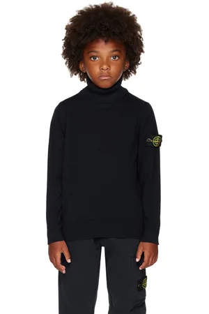 Stone Island Enfant | Col roulé bleu marine à écusson