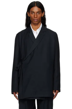 Maharishi Veston asymétrique de style kimono 6057 noir en laine