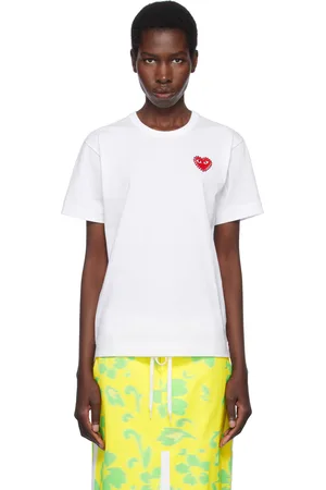 Comme des Garçons T-shirt blanc à logo rouge à pierres du Rhin