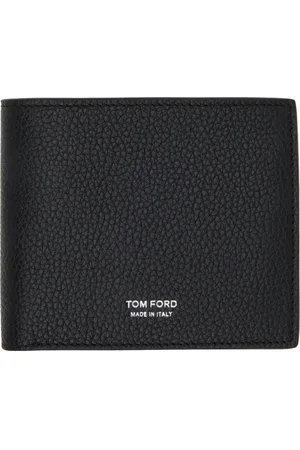 Tom Ford Portefeuille à deux volets noir en cuir grainé
