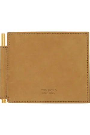 Tom Ford Portefeuille brun clair en nubuck à pince à billets